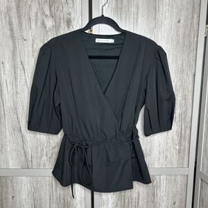 Rebecca Minkoff Black Mary Wrap Top Size Small